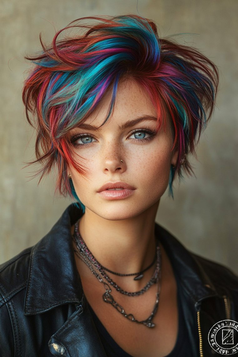 Funky Pixie With Color Accents