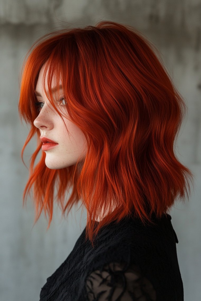 Funky Red Textured Lob