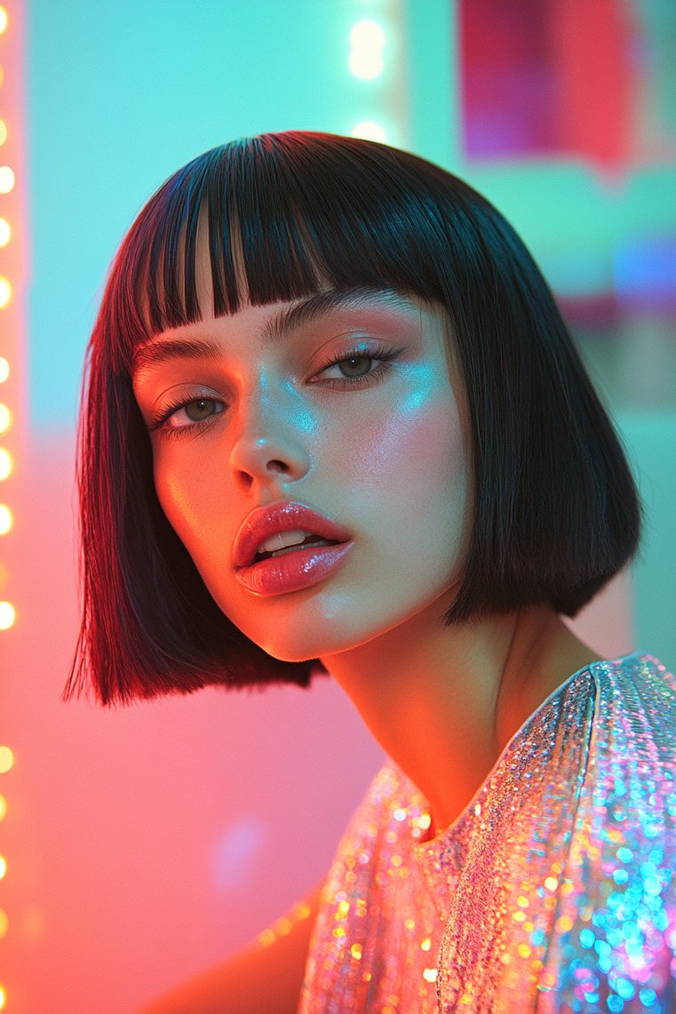 Futuristic Metallic Look With Micro Bangs