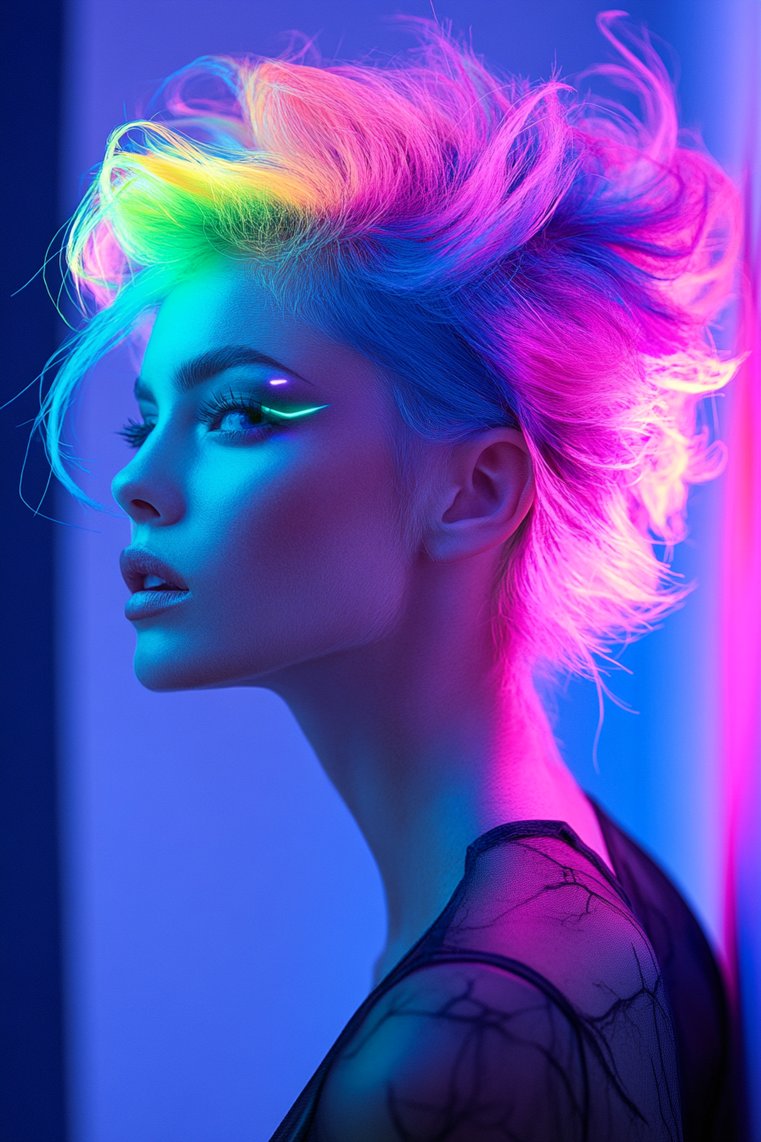 Futuristic Mohawk With Neon Colors