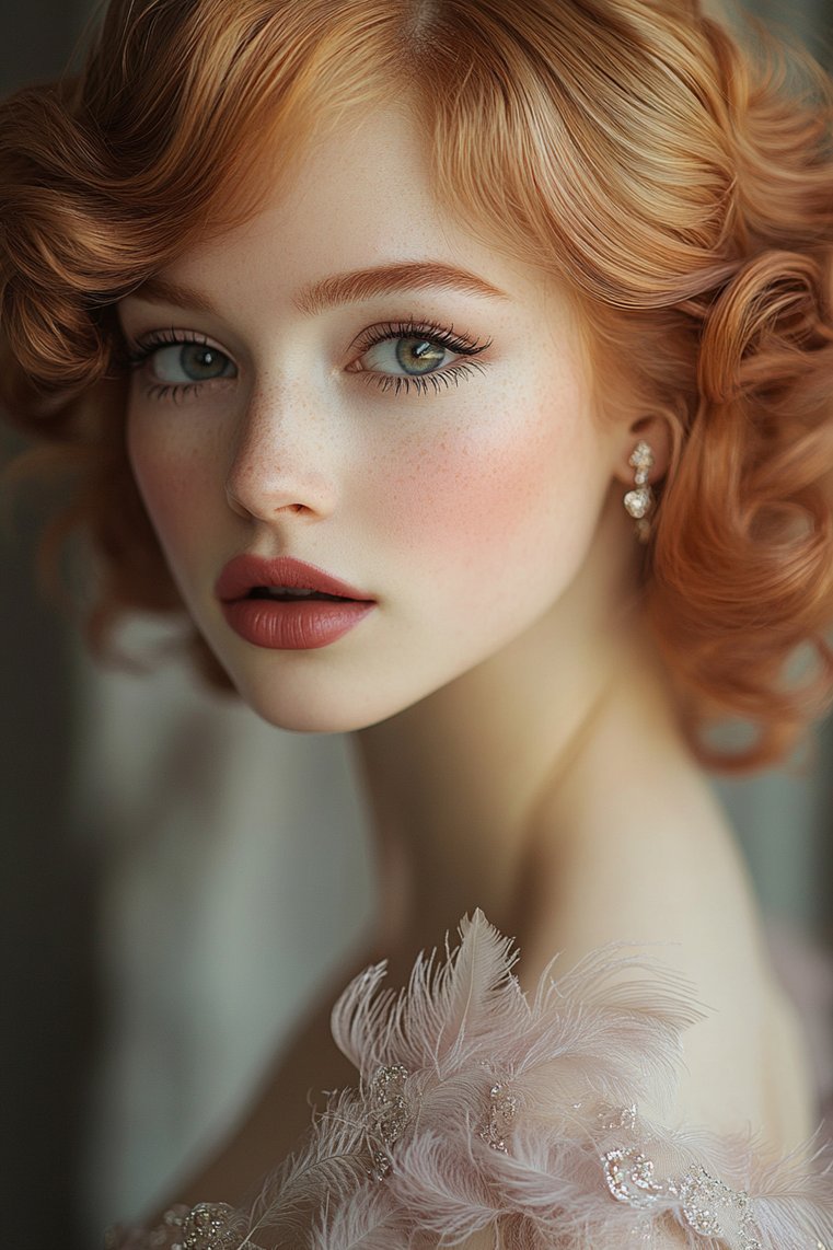 Glam Finger Waves With a Feathered Look