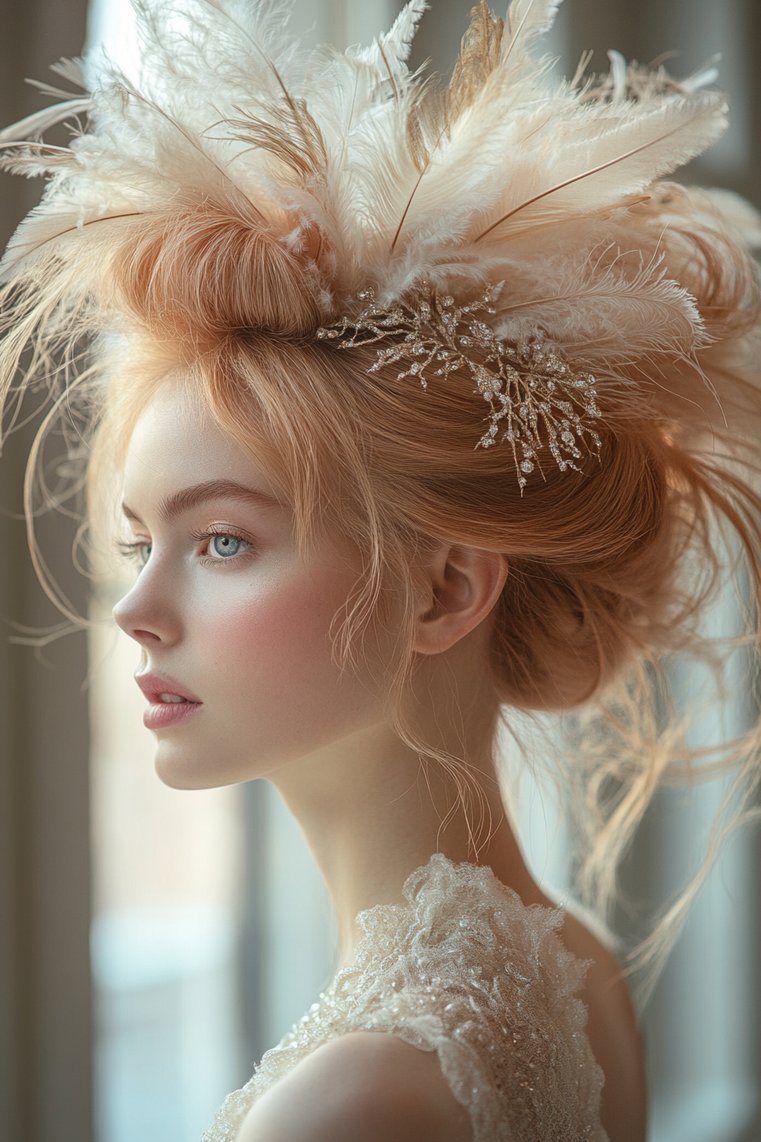 Glamorous Feathered Updo