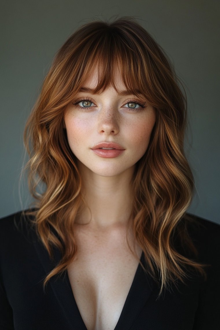 Glamorous Hollywood Waves With Micro Bangs