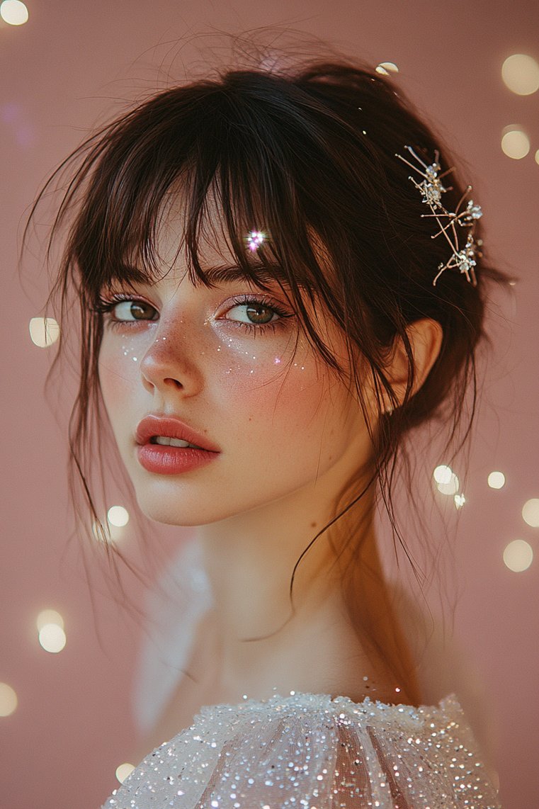 Glittery Hair Accessories With Micro Bangs