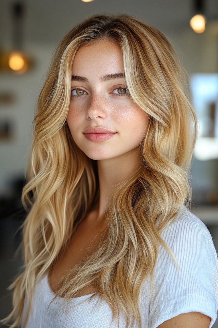 Golden Blonde Highlights for Olive Skin