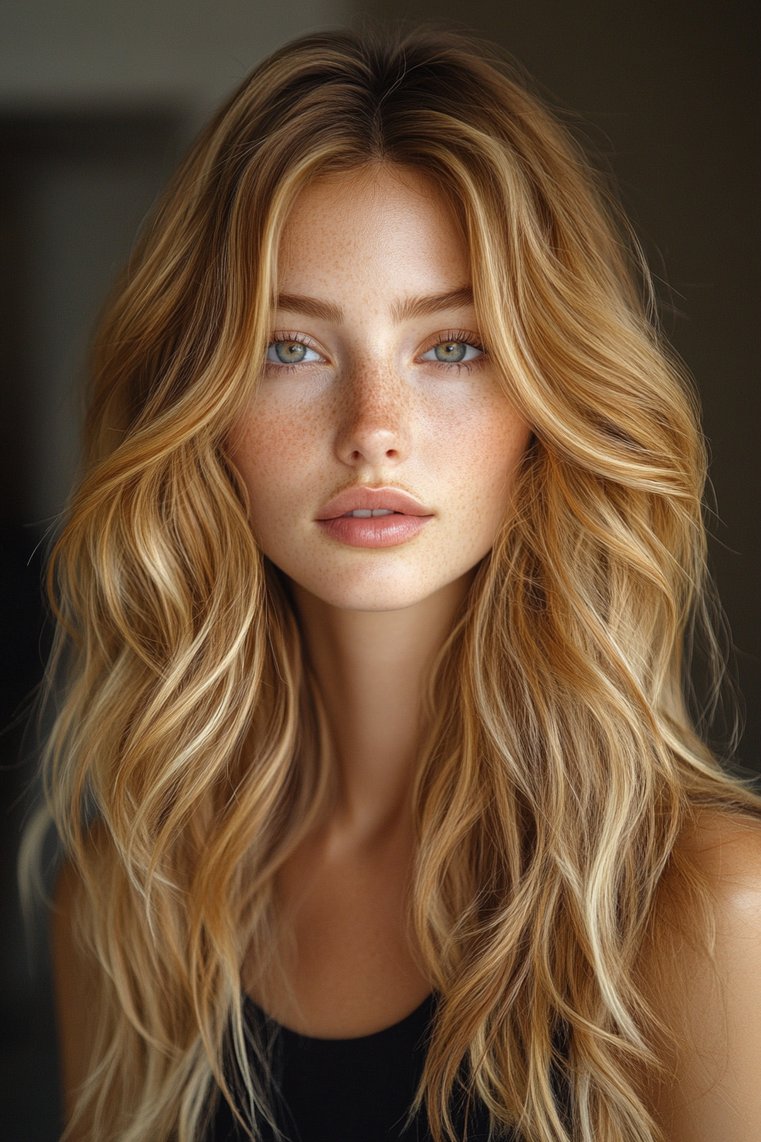Golden Honey Blonde Highlights for Medium Skin