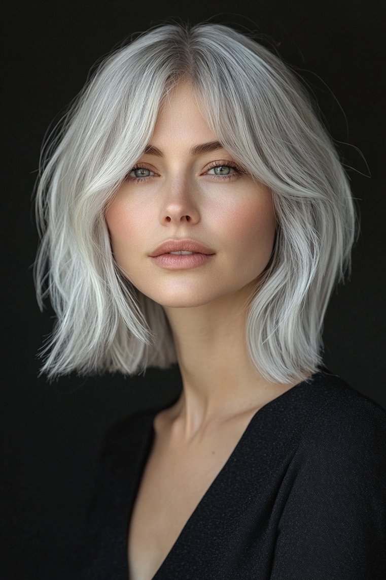 Gray Bob With Bangs