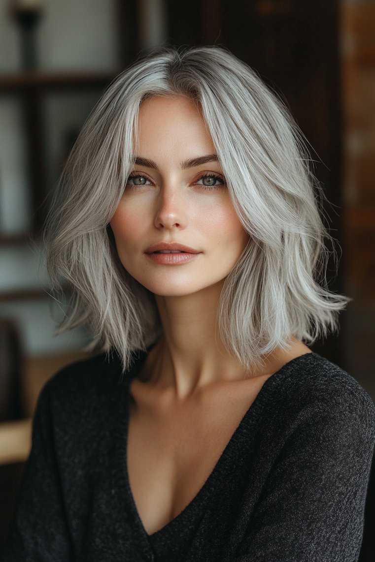 Gray Bob With Highlights