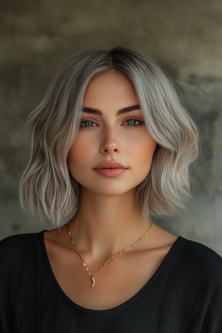 Gray Bob With Textured Ends