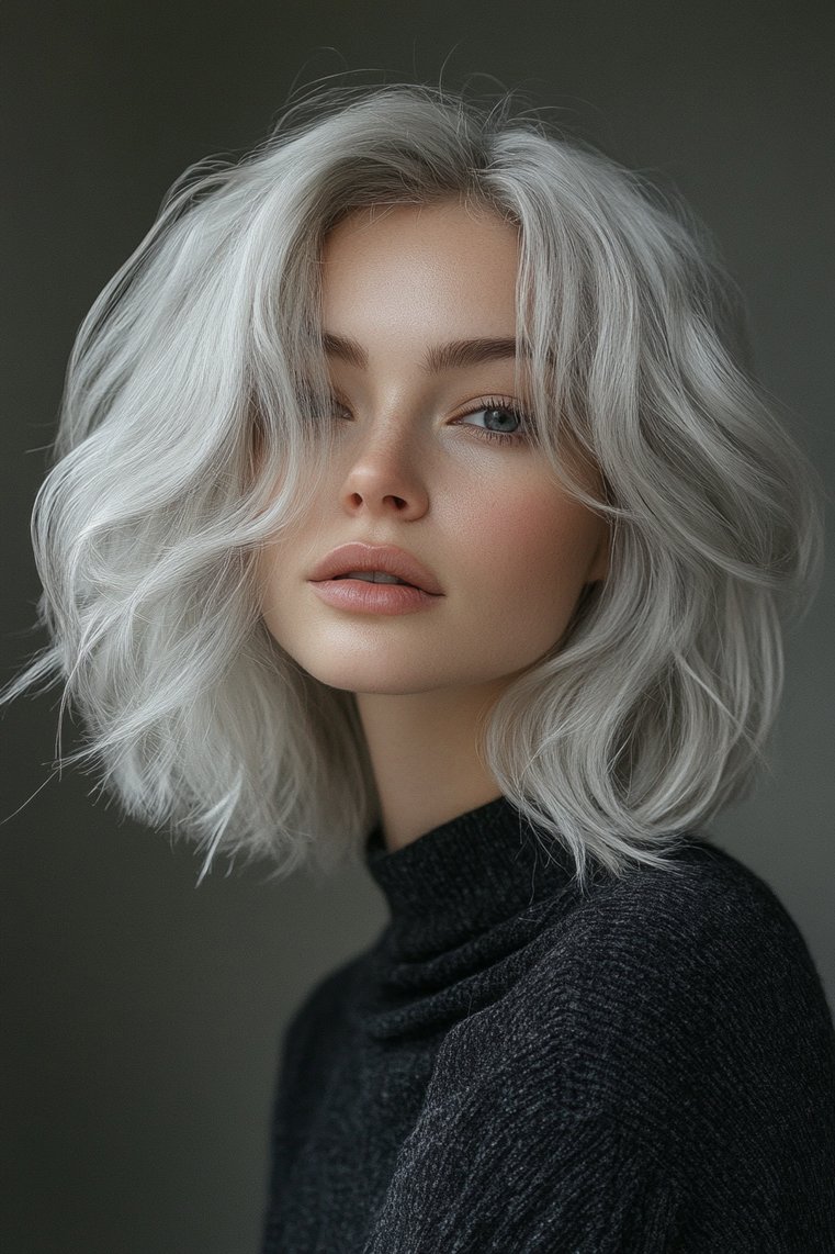 Gray Hair With Feathered Layers