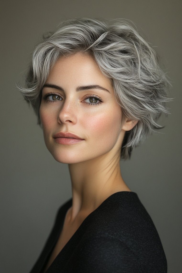 Gray Pixie With Highlights