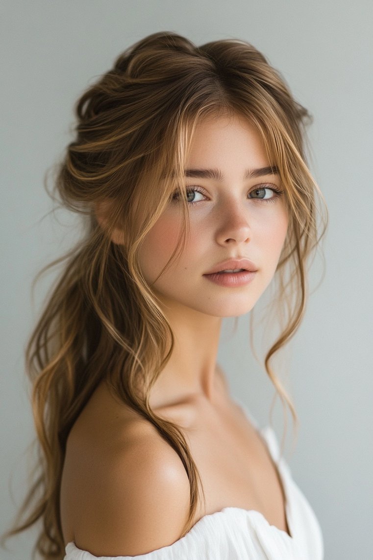 Half-Up Braid With Loose Hair