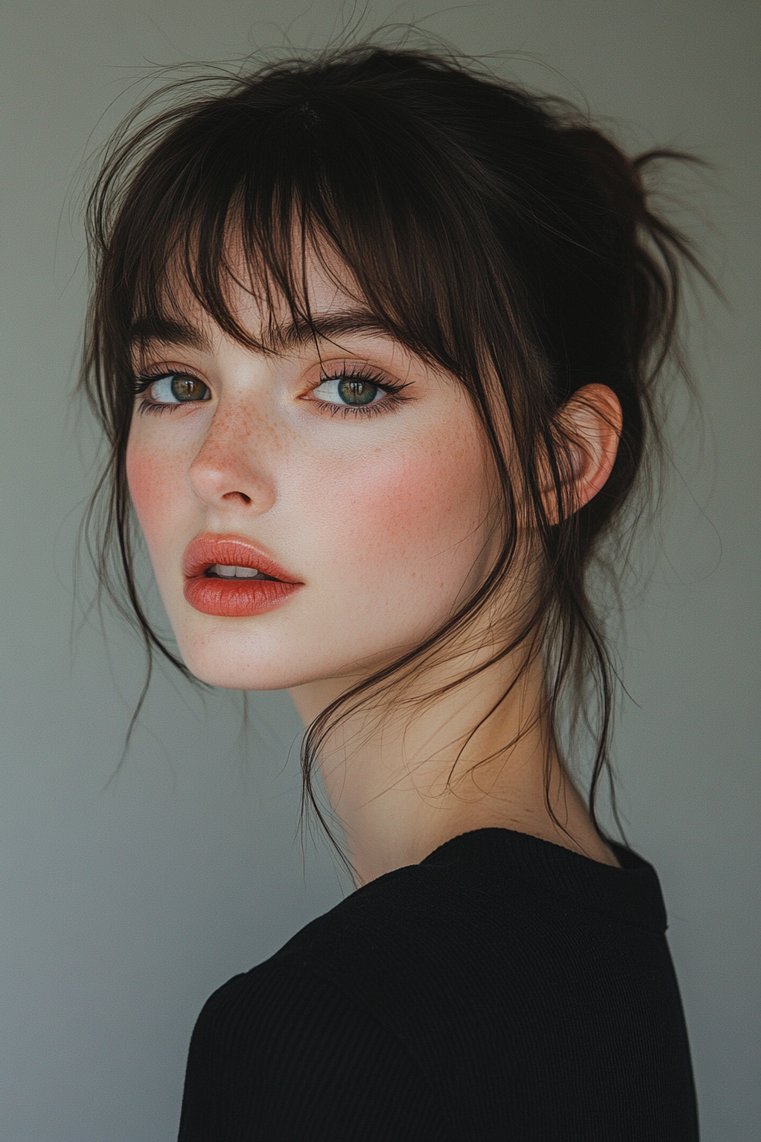 Half-Up Ponytail With Micro Bangs