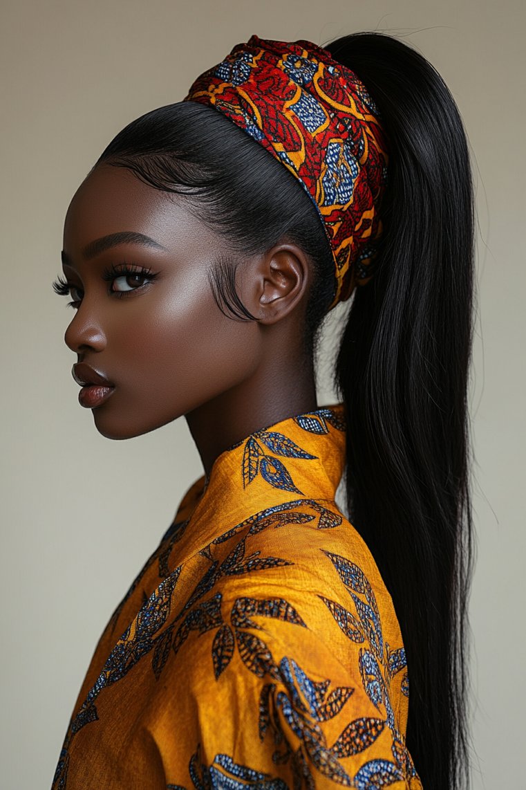 High Ponytail With a Hair Wrap