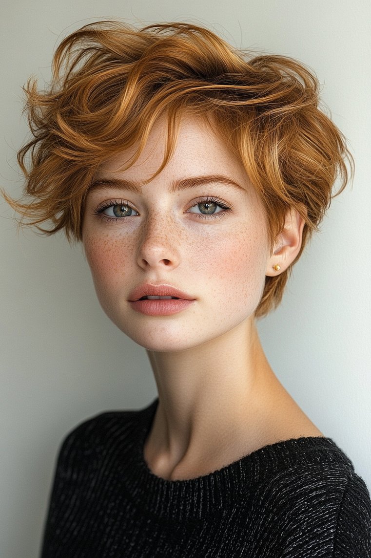 Honey Blonde Balayage on a Textured Pixie