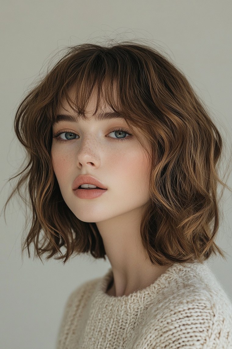 Layered Bob With Bangs and Curls