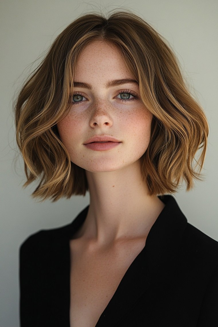 Layered Bob With Loose Waves