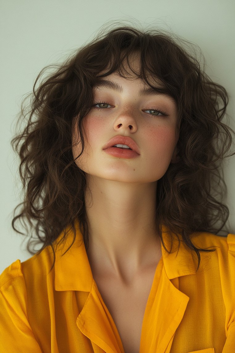 Layered Curls With Side Bangs