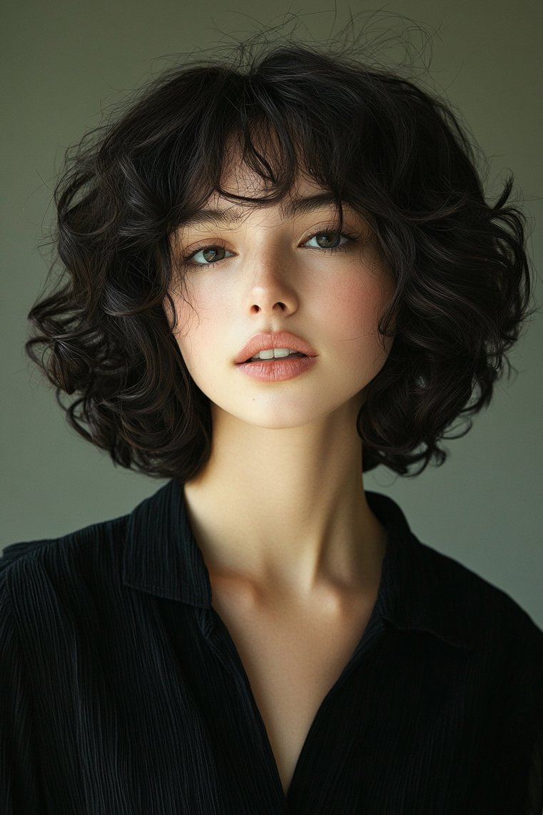 Layered Curly Bob With Face Framing