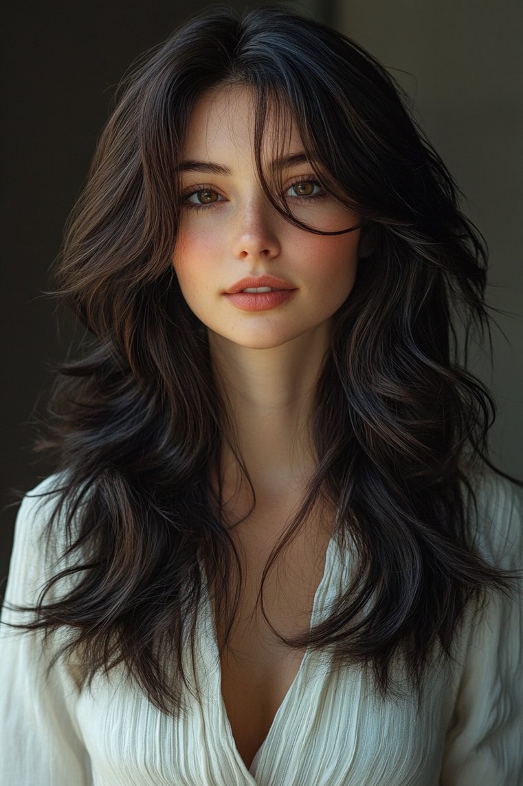 Layered Feathered Hairstyle for Thick Hair