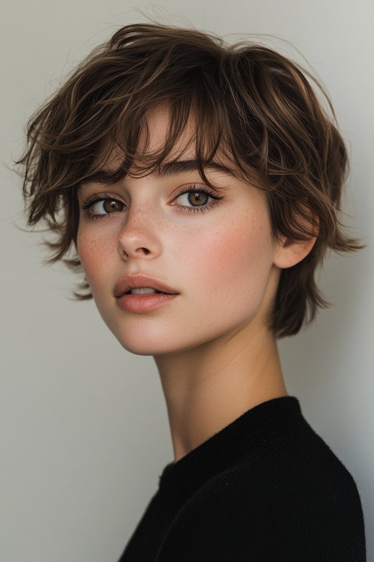 Layered Pixie Cut With Side Swept Bangs