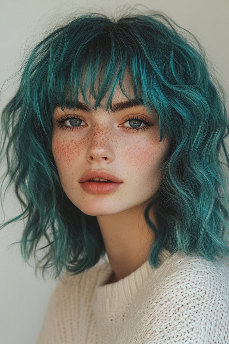 Layered Shag With a Bold Color