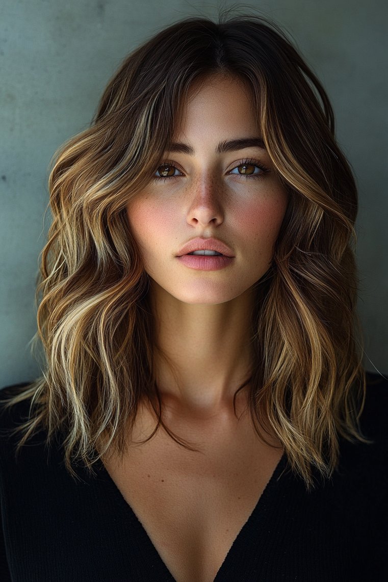 Layered Shag With a Deep Side Part