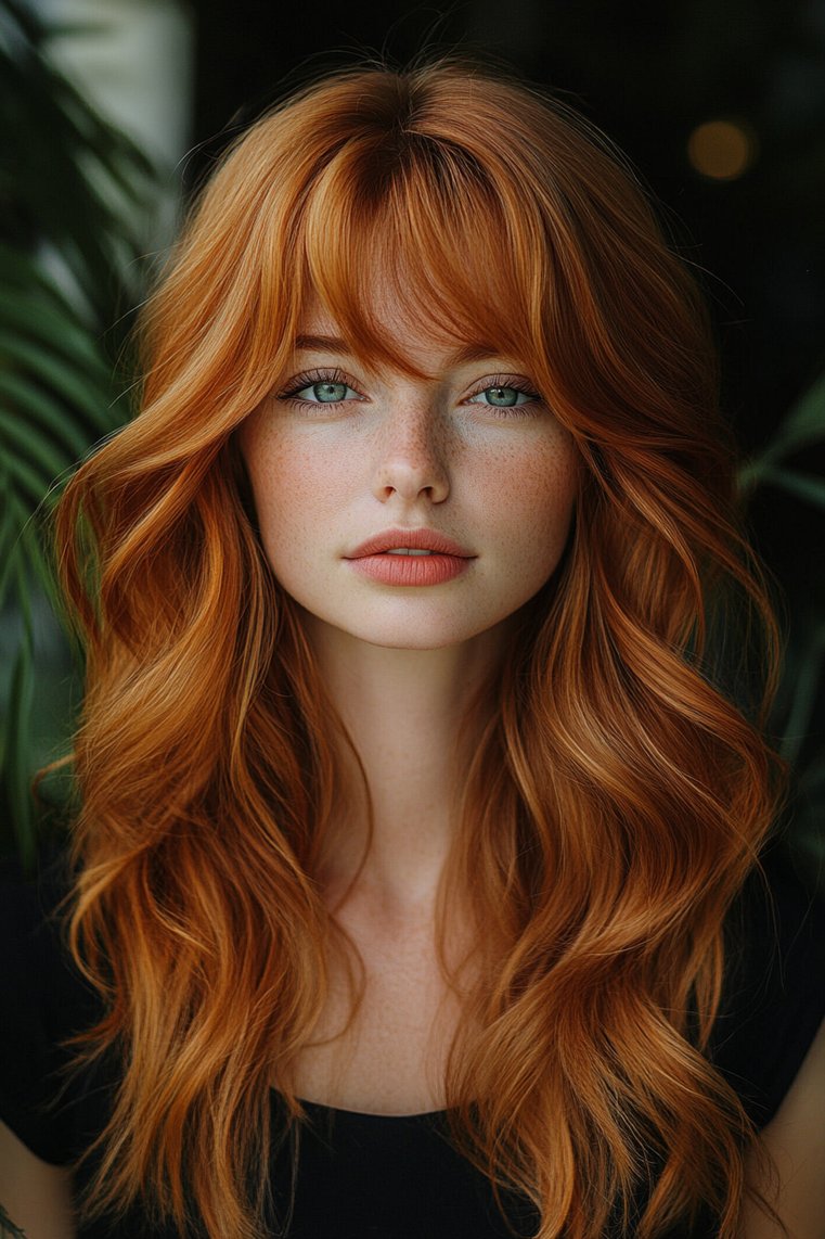 Layered Strawberry Blonde With Fringe