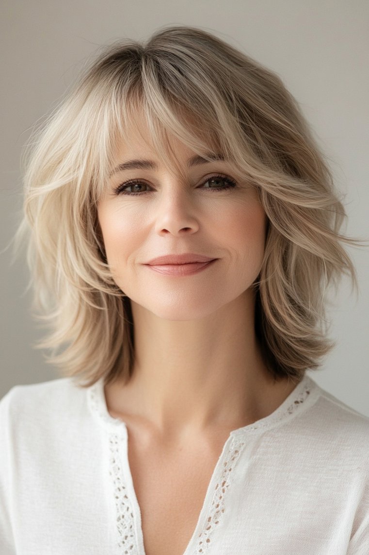 Layered Wispy Bangs on Bob