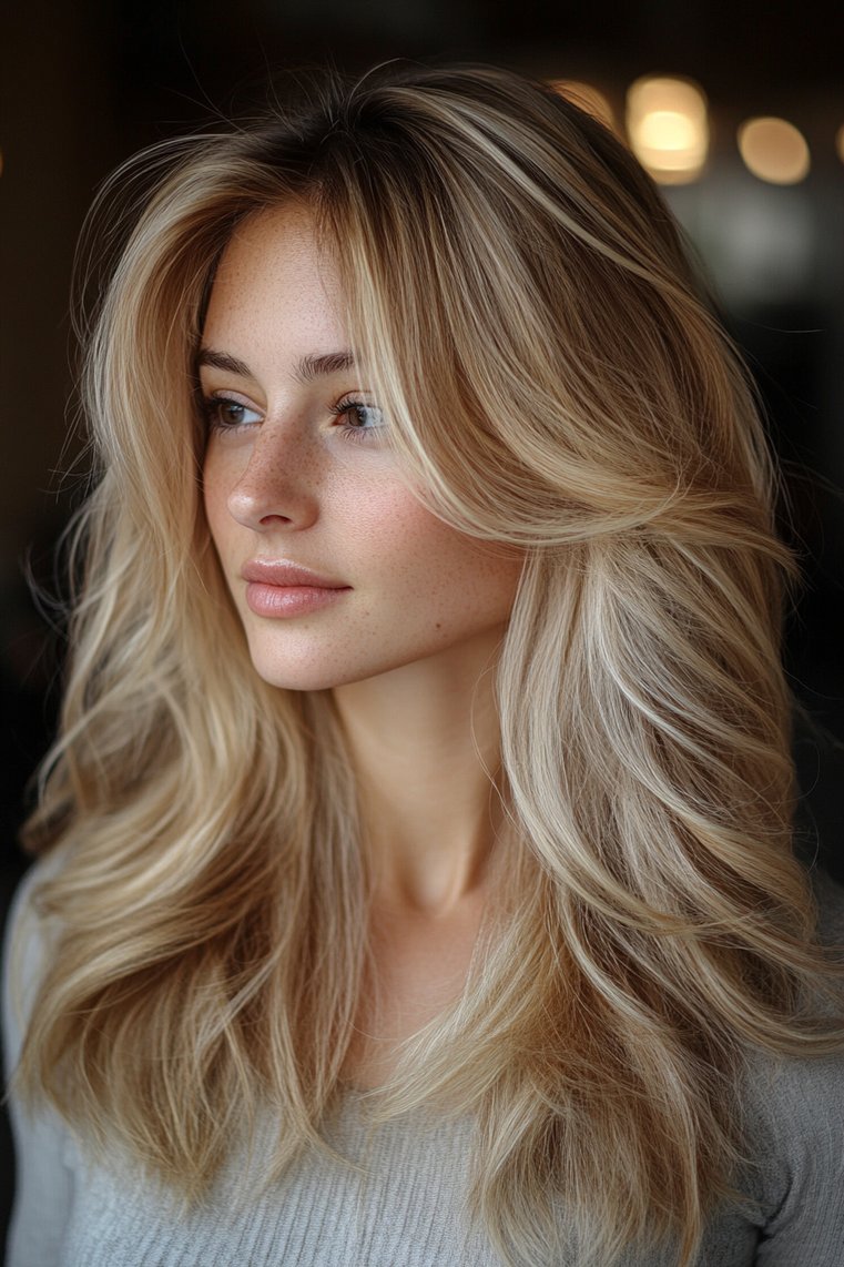 Light Blonde Balayage on Brunette Hair