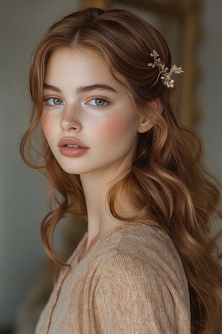 Light Brown Half-Up Half-Down Style
