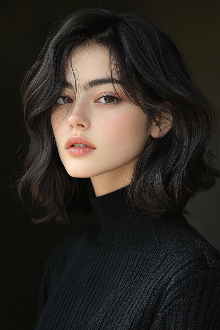 Long Bob With a Tucked Behind the Ear