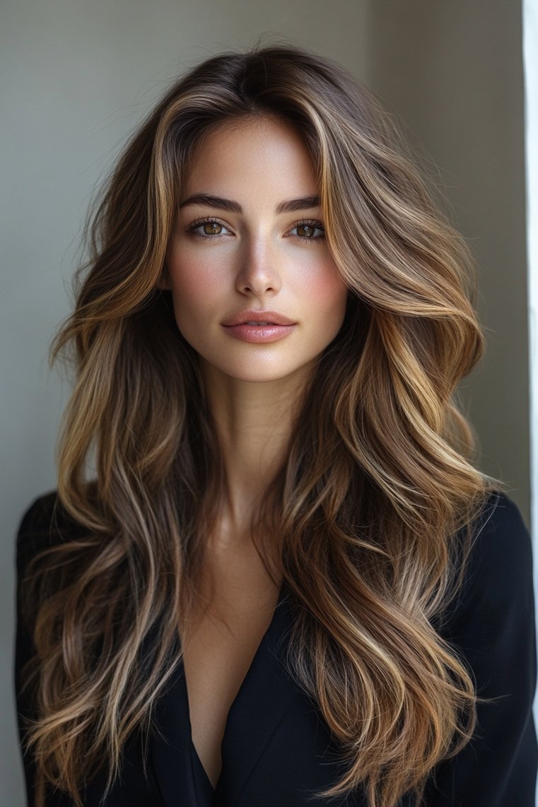 Long Layered Hair With Color Melting