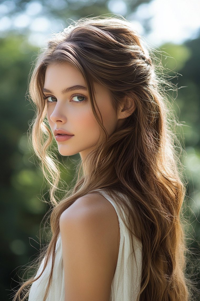 Long Layered Hair With a Half-Up Style