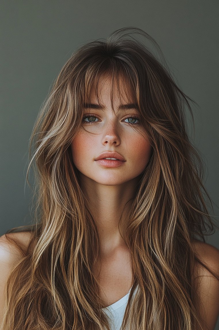 Long Layers With Curtain Bangs
