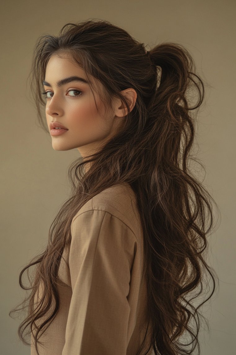 Long Shag With a Curly Ponytail