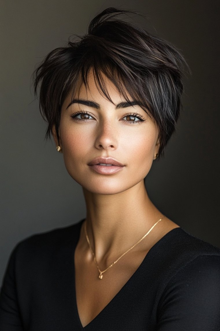 Long Side Bangs on Short Hair