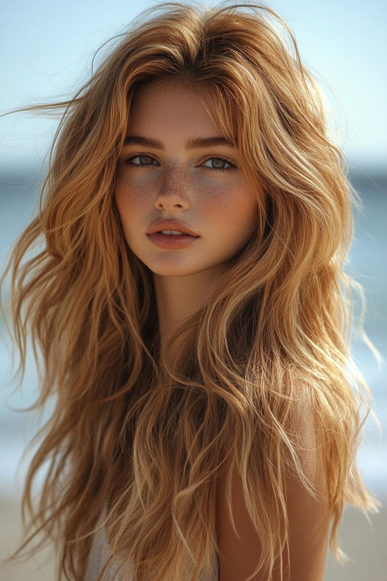 Long Wolf Cut With Beach Waves
