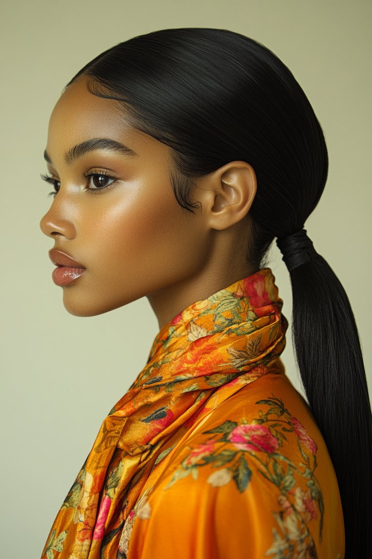 Low Ponytail With a Scarf
