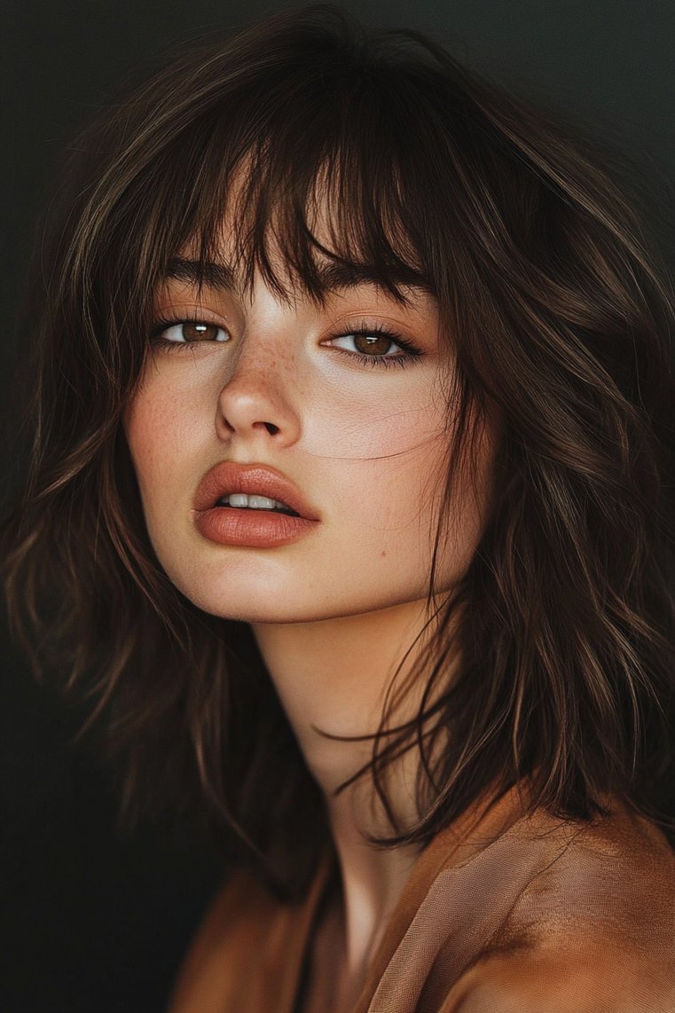 Messy Bangs With Shag Haircut