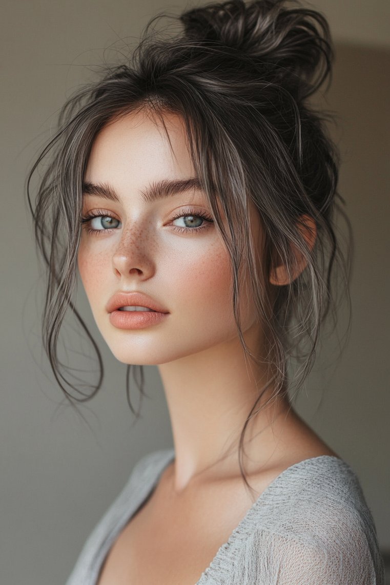 Messy Bun Gray Bob