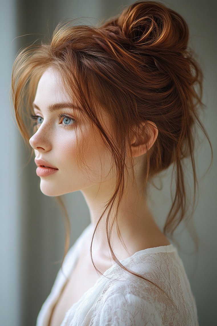 Messy Bun With Face-Framing Layers