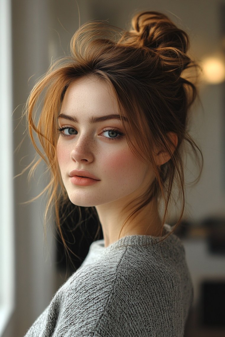 Messy Bun With Face-Framing Pieces