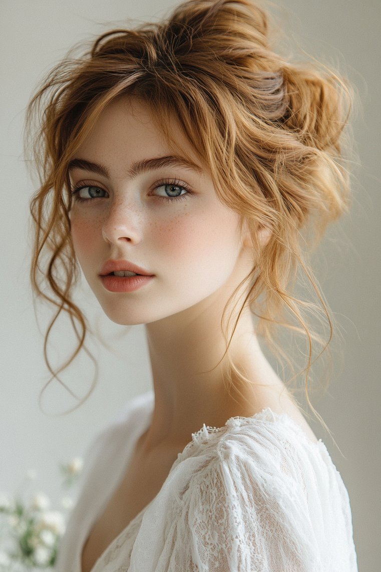 Messy Bun With Face-Framing Strands