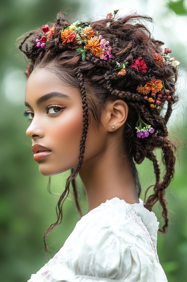 Messy Cornrow Updo