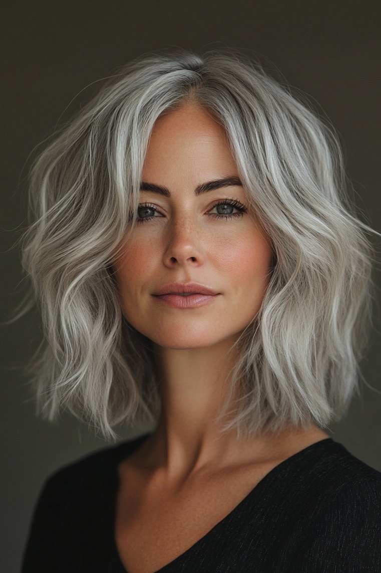 Messy Tousled Gray Bob