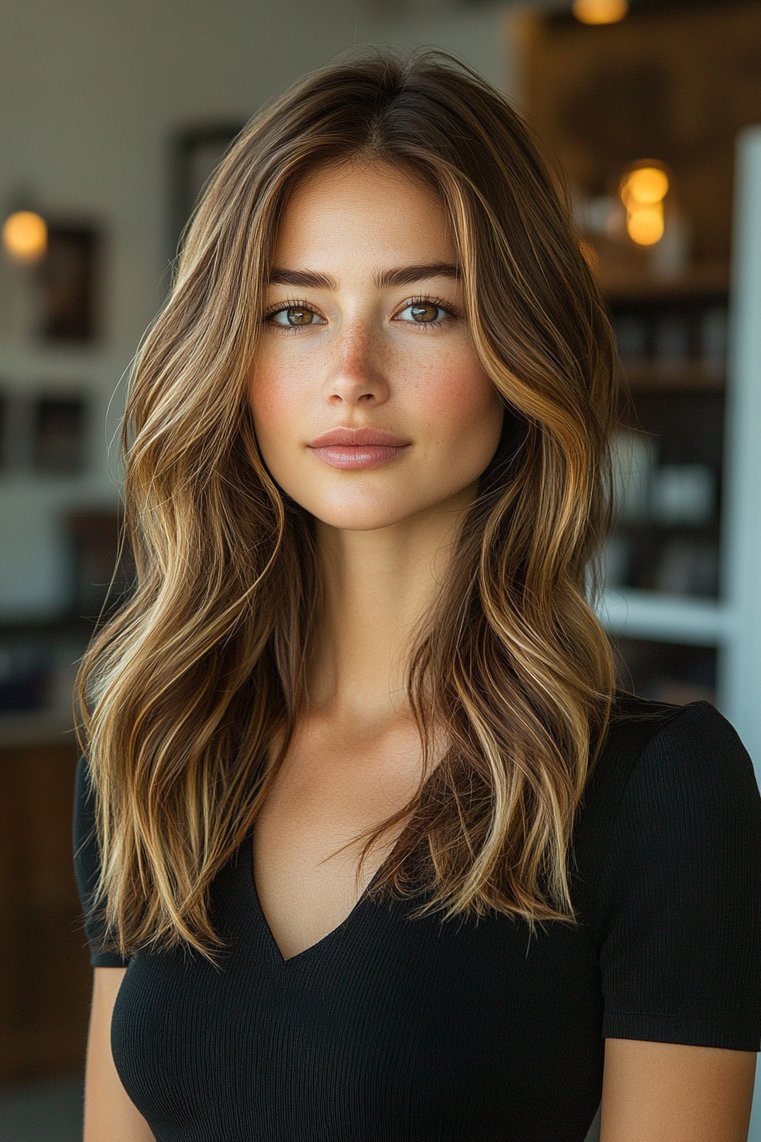 Modern Long Layers With Face-Frame Highlights
