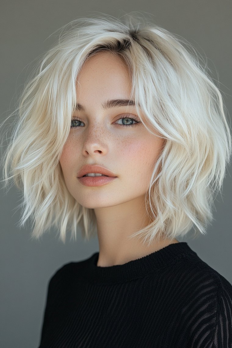 Platinum Balayage With Dark Roots