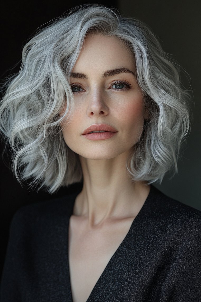 Playful Gray Bob With Waves