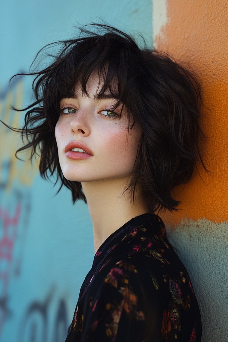Rocker Chic Shag With Dark Roots